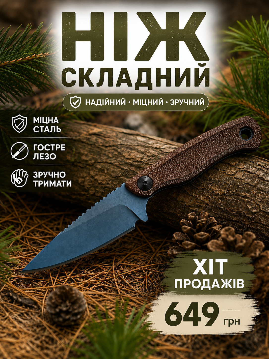 🔪Повнорозмірний універсальний інструмент для роботи на відкритому повітрі
