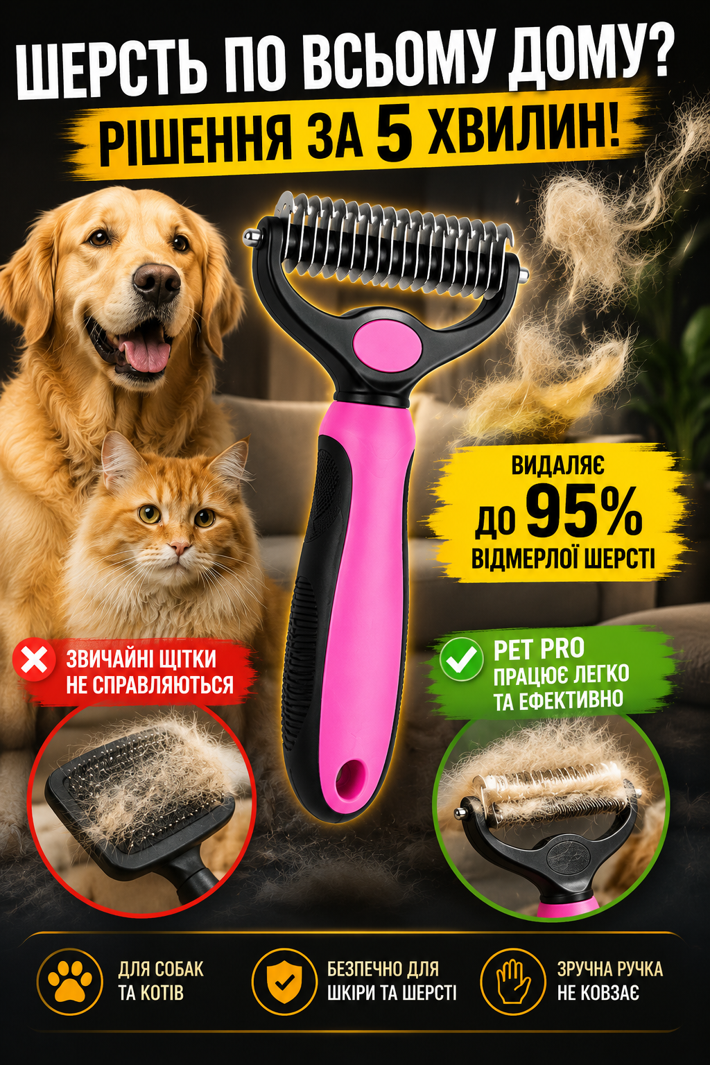 🐾 Кінець шерсті по всьому дому!