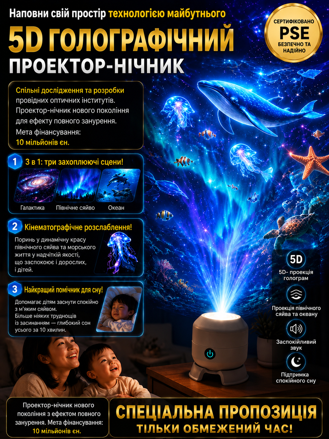 ГОЛОГРАФІЧНИЙ ПРОЕКТОР-НІЧНИК
